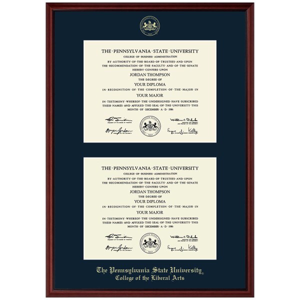 #101 College of the Liberal Arts double diploma frame Camby (Mahogany)
